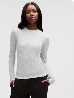 Lululemon Waffle-Knit Crewneck Base Layer  - Heathered Gray sz L